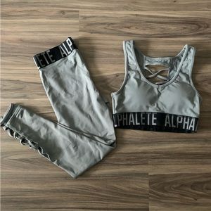 NWOT Alphalete Grey Sports Bra and Leggings set size Small